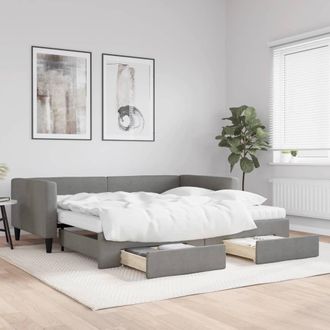vidaXL Vidaxl - Sof&aacute; Cama Nido Con Cajones Tela Gris Oscuro 100x200 Cm