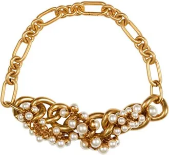 Balmain Sync necklace in brass and pearls in Gold at Nordstrom