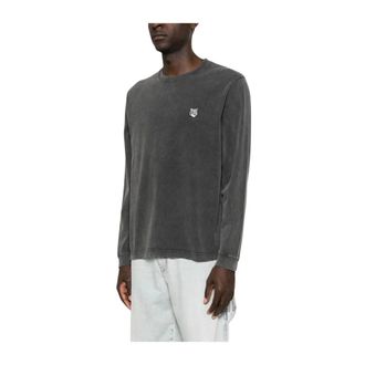 Maison Kitsun&eacute; T-shirt in Cotone con Testa di Volpe - - Tops - Uomo - Nero - M