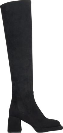 Estro & Luminara Hoge Laarzen - Dames - Laarzen met Hak - Zwart - 39 EU - Leer - Schoenen