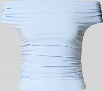 Forever New Slim Fit T-Shirt mit Raffungen Modell Mimi in Hellblau, Gr&ouml;&szlig;e 32