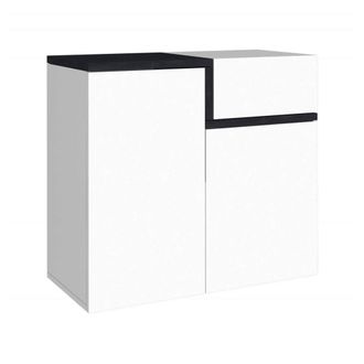 Dmora Dmora - Zapatero Dmaric, Mueble Multiusos Con 2 Puertas Y 1 Puerta Abatible, Zapatero De Entrada, 100% Made In Italy, 80x40h80 Cm, Blanco Brillo Y Piz