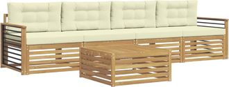 vidaXL Conjunto De Sof&aacute;s De Exterior 5 Uds. Blanco Y Crema Vidaxl