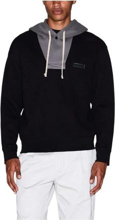 A|X Armani Exchange Hooded Long Sleeve Round Neck Sweatshirt - Heren - Hoodies - Zwart - XL - Katoen - Hoodies & sweatvesten