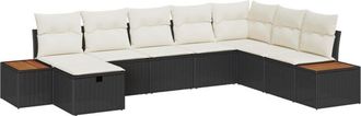 vidaXL Garden Sofa Set 8 pcs Black 55 x 62 x 69 cm Poly rattan Vidaxl