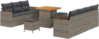 vidaXL Vidaxl - Conjunto De Sof&aacute; De Jard&iacute;n Con Coj&iacute;n 10 Pcs Gris Polirat&aacute;n