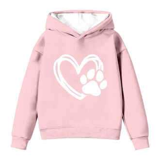 Generic Hoodies for Girls Uk Dog Paw Print Sweatshirt Long Sleeve Hooded Lightweight Soft Jumpers Casual Drawstring Pocket Oversized Fashion Loose Baggy Overs