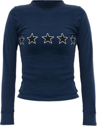 Balenciaga Long Sleeve Tops, female, Blue, Size: XS Top Rating Long Sleeve Fitted Top