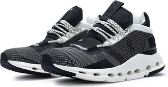 On Womens Cloudnova Sneakers, Black/White, 5