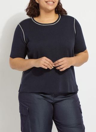 Lyss&eacute; Odessa Reversible Knit Short Sleeve Tee Curvy