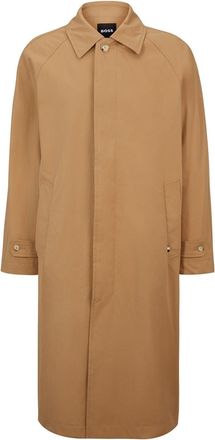 HUGO BOSS Mens Solid Patterned Regular Fit Overcoat in Medium Beige - Size X-Large