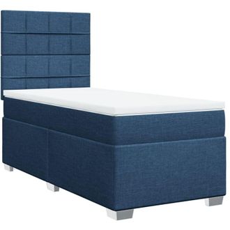 vidaXL Vidaxl - Cama Box Spring Con Colch&oacute;n Tela Azul 90x190 Cm