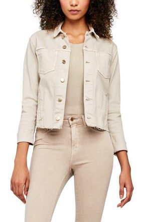 L'agence Janelle Raw Cut Slim Denim Jacket in Biscuit at Nordstrom, Size Xx-Large
