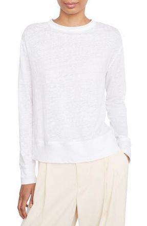 Vince Long Sleeve Linen T-Shirt in Optic White at Nordstrom Rack, Size Large
