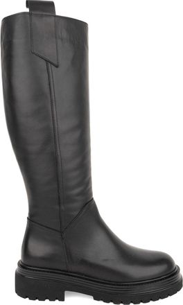 Sergio Moretti Black Leather Tall Chunky Sole Boots
