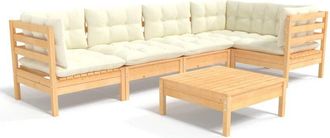 vidaXL Muebles De Jard&iacute;n 6 Piezas Cojines Madera De Pino Color Crema Vidaxl