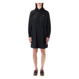 Polo Ralph Lauren Shirt Dresses, female, Black, Size: 2XS Cotton Drawcord Shirtdress