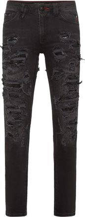 Philipp Plein Denim Slim Fit met Metalen Mesh - Heren - Slim Fit Jeans - Zwart - W27 - Denim - Jeans