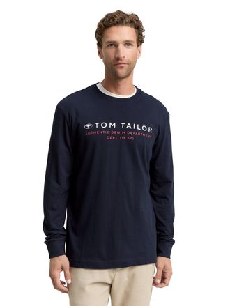 Tom Tailor Langarmshirt TOM TAILOR, Herren, Gr. 3XL, blau (sky captain blau), Single Jersey, Obermaterial: 100% Baumwolle, bedruckt, regular fit taillenbedeckt, 