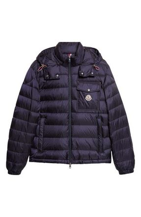 Moncler Verith Hooded Down Jacket in Midnight Blue at Nordstrom, Size 2