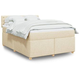 vidaXL Vidaxl - Cama Box Spring Con Colch&oacute;n Tela Color Crema 140x200 Cm