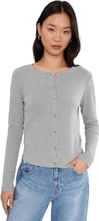 Michael Stars Mackenzie Crew Neck Cardigan Womens Clothing Heather Grey : XL (US 10-12), Cotton