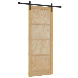 vidaXL Puerta Corredera Natural 86 X 211 Cm Madera De Pino Maciza Vidaxl