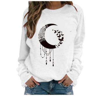 Generic Sweatshirts for Women Autumn Winter Casual Pullover Blouses Tops Womens Sweatshirts Crewneck Printed Long Sleeve Jumpers Sweatshirts Loose Sportswear 