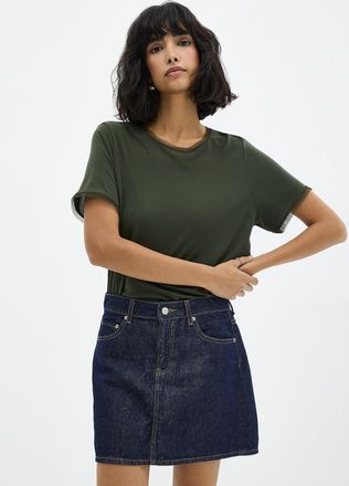 Icone Womens Tulle trim peachskin boxy T-shirt