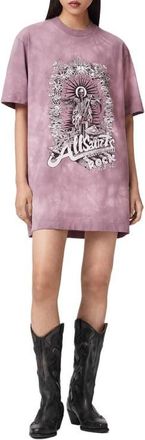 AllSaints Avalon Graphic T-Shirt Dress in Pink at Nordstrom, Size X-Small