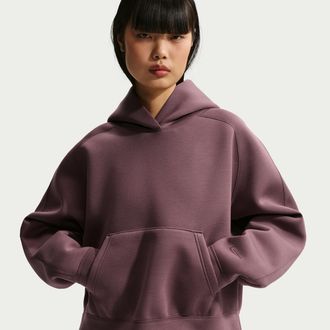 Nike Womens Article Fleece Oversized Hoodie in Purple | IR8712-502