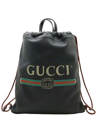 Gucci Leather Print Drawstring Backpack (Authentic Pre-Loved)