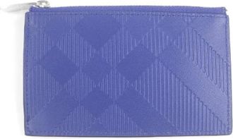 Burberry Pre-owned Wallets, male, Blue, Size: ONE SIZE Pre-owned Check Pattern Leather Coin Case Card Case