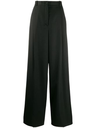 Nina Ricci long wide-leg trousers - women - Wool - 38 - Black