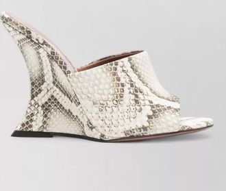 PARIS TEXAS python print wedge heel open toe mules