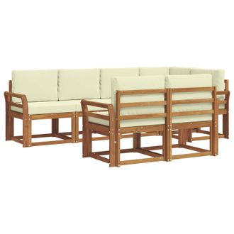 vidaXL Conjunto De Sof&aacute;s De Exterior Con Coj&iacute;n 7 Pcs Natural Y Crema Vidaxl