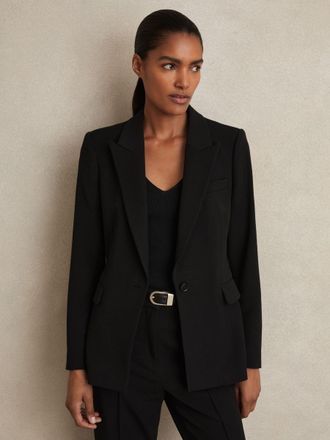 Reiss Womens Black Single Breasted Suit Blazer, Size: 10