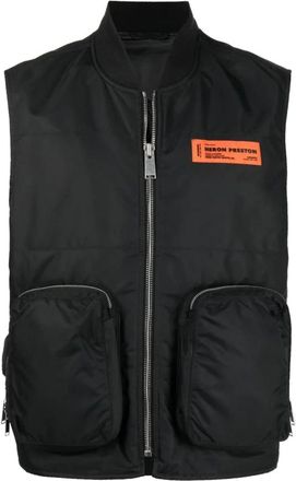 Heron Preston Zip Pocket Vest Jacket - Heren - Bodywarmers - Zwart - M - Polyester - Jassen