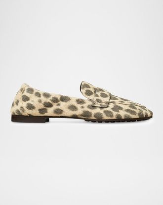 Tory Burch Cheetah Suede Ballet Loafers