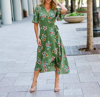 Bobeau Orna Wrap Dress In Tulum Floral