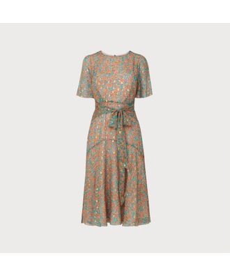 L.k. Bennett Womens Mimi Dress, Green Silk - Size 12 UK