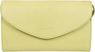 IL BISONTE Geknoopte leren clutch met afneembare band - Dames - Clutches - Groen - ONE Size - Leer - Tassen