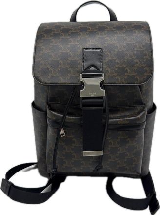 Celine Brown Coated Canvas Leather Backpack (Pre-Owned)