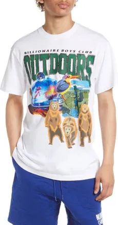 Billionaire Boys Club BB Outdoors T-Shirt Mens White Graphic Crew Neck FROG433