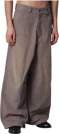 Willy Chavarria Stockton Double Knee Pant - Heren - Wijde Broeken - Grijs - W32 - Katoen - Broeken