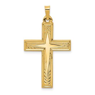 Diamond2Deal 14k Yellow Gold Polished Latin Cross Pendant