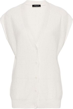 Fabiana Filippi sequined V-neck vest - women - Cotton/Polyester/Linen/Flax - 44 - White