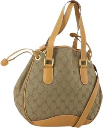 Gucci Pre-owned Bucket Bags, female, Beige, Size: ONE SIZE Pre-owned GG Canvas Tote Bag