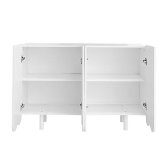 STILVORA Aparador Con 4 Puertas Talladas En Forma De Gota Y Estantes Internos, Bisagras Con Amortiguaci&oacute;n, Moderno, Mdf, Blanco, 120&times;37,5&times;80,8 Cm