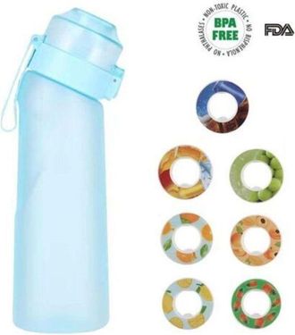 OEM Botella Air Aroma De 650 Ml, 7 Sabores Diferentes, Botella Deportiva Perfumada, Sin Bpa, Sin Az&uacute;car, Con Pajita Y Cepillo De Limpieza (azul)
